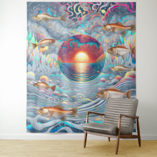 Fish Sunset Tapestry