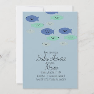 Fish Swimming Aquarium Blue Baby Shower    Invitation