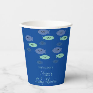 Fish Swimming Aquarium Blue Baby Shower Thank You  Paper Cups