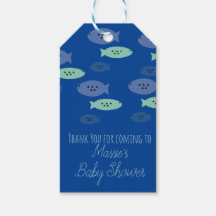Fish Swimming Blue Baby Shower   Gift Tags