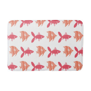 Fish Swimming Graphical Pink Peach on any Colour Bath Mat