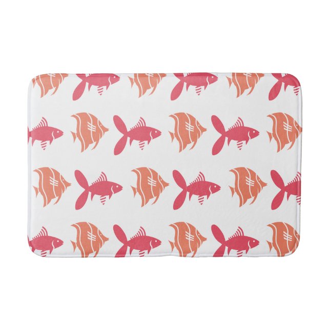 Fish Swimming Graphical Pink Peach on any Colour Bath Mat (Front)