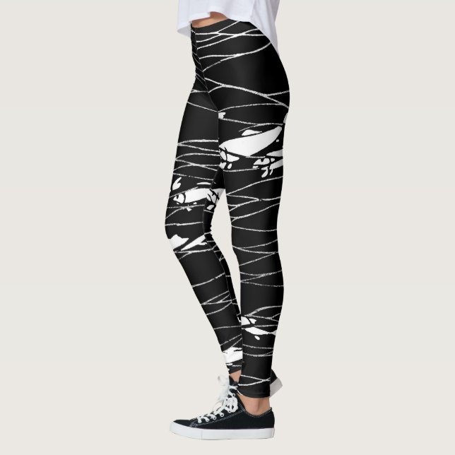 Fish Swimming Underwater Black Leggings (Left)