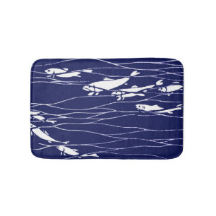 Fish Swimming Underwater Blue Bath Mat