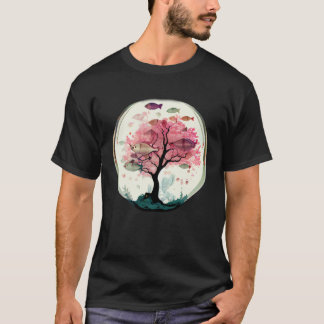 Fish swimming with Cherry blossom coral tree under T-Shirt