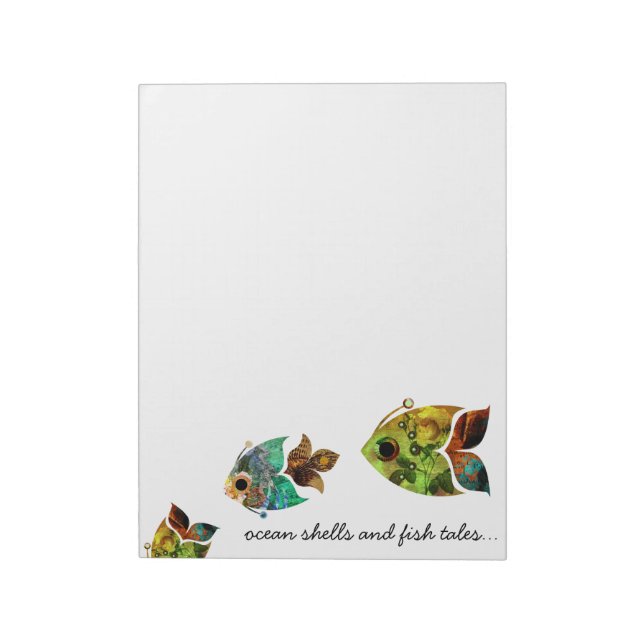 Fish Tales Collage Fish blue green Notepad (Rotated)
