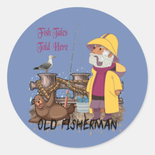 Fish Tales Told Here - Old Fisherman Classic Round Sticker