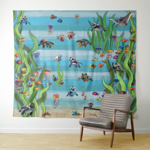 Fish Tank 3 Photo Backdrop Wall Tapestry 