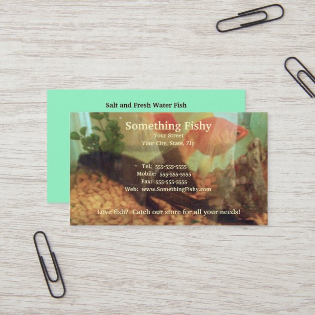 Fish Tank Business Card (Front/Back In Situ)