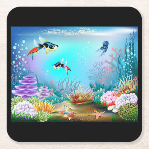 Fish Tank Coaster Set