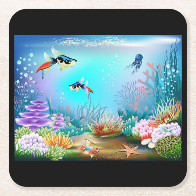 Fish Tank Coaster Set (Front)