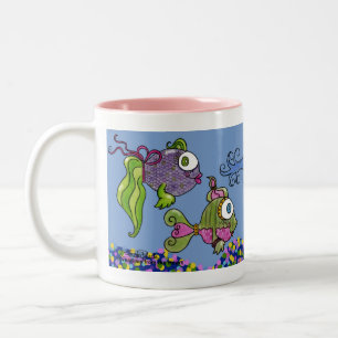 Fish Tank Dolled Up Two-Tone Coffee Mug