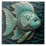 Fish Teal Green and Copper Marine Life Aquatic Tile<br><div class="desc">Dive into the underwater world with this marine life-inspired artwork. The 3D effect makes the fish look like it's swimming right off the product. Whether you're a fan of the ocean or simply adore beautiful designs, this artwork will add a splash of life to your items. Explore the magic of...</div>
