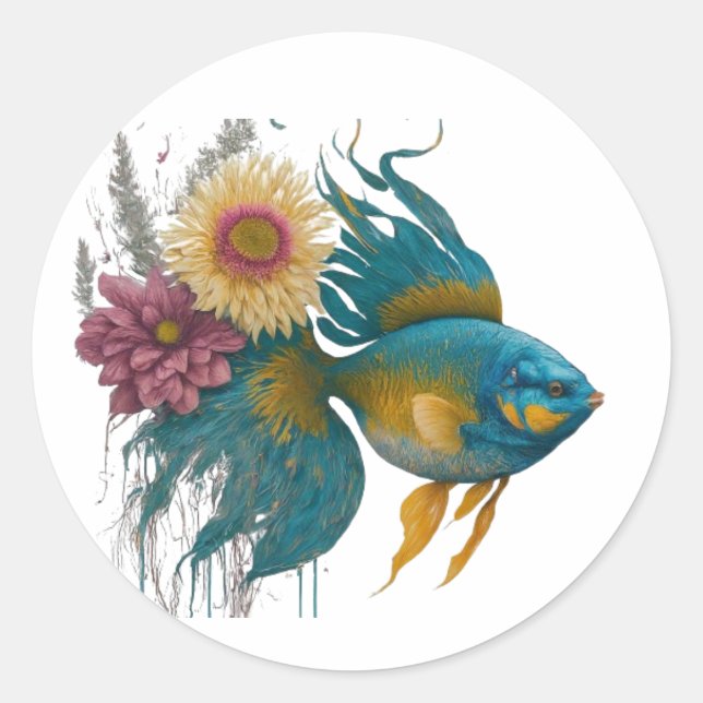 Fish The symbol of prosperty with  unique design Classic Round Sticker (Front)