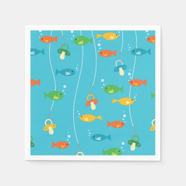 Fish Theme Fishing Baby Shower for Fishermen Napkin (Front)