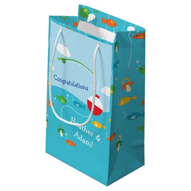 Fish Theme Fishing Baby Shower for Fishermen Small Gift Bag (Back Angled)
