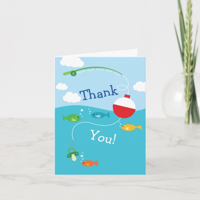 Fish Theme Fishing Baby Shower for Fishermen Thank You Card (Front)