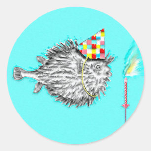 Fish Themed Birthday Party Classic Round Sticker