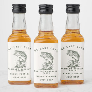 Fish Themed Custom Fishing Bachelor Party Liquor Bottle Label