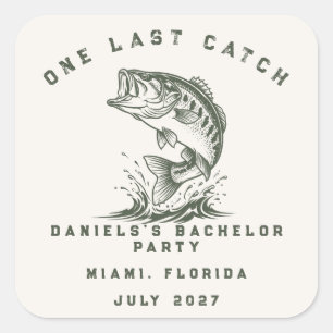 Fish Themed Custom Fishing Bachelor Party Square Sticker