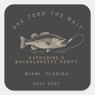 Fish Themed Custom Fishing Bachelorette Party Square Sticker