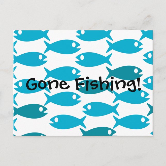 Fish themed postcard Gone Fishin! (Front)