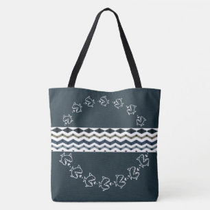 Fish Themed With Whimsy Designer Large Tote Bag