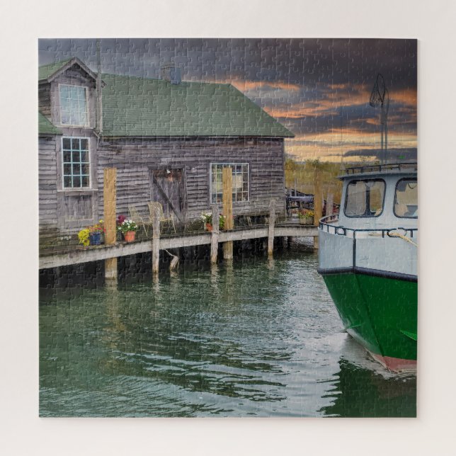 Fish Town Michigan Cabin Jigsaw Puzzle (Vertical)