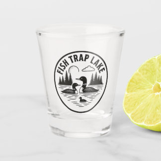 Fish Trap Lake Loon and Pine Tree Design Shot Glass