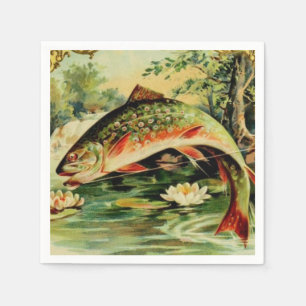 Fish Trout Fly Fishing Camping Lake River Napkin