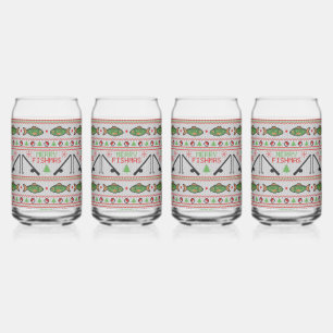 Fish Ugly Christmas Sweater Can Glass