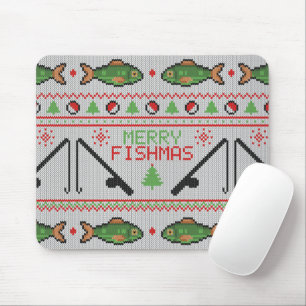 Fish Ugly Christmas Sweater Mouse Mat
