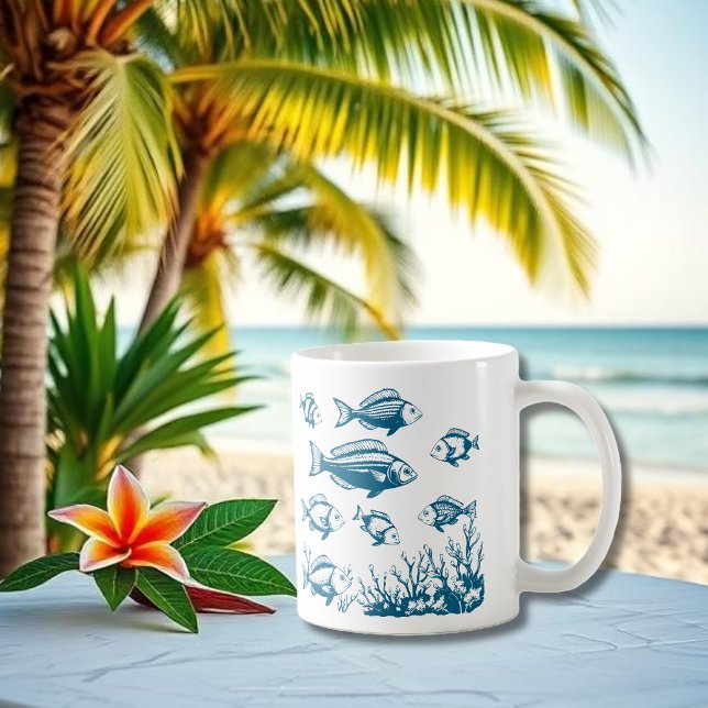 Fish Under Water-Fisherman Style Trend Coffee Mug (Fishes Fisherman Trend Beach Summer Mug)