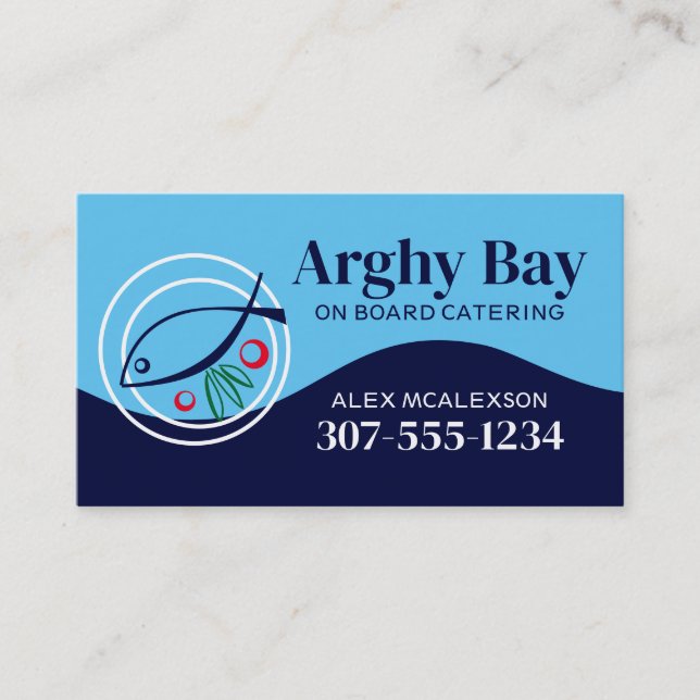 Fish vegetable dinner plate chef catering busin... business card (Front)