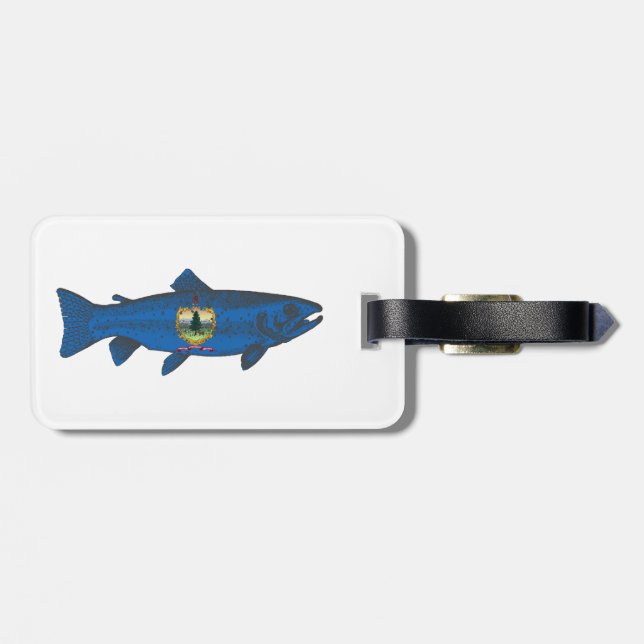 Fish Vermont Flag Trout Luggage Tag (Back Horizontal)