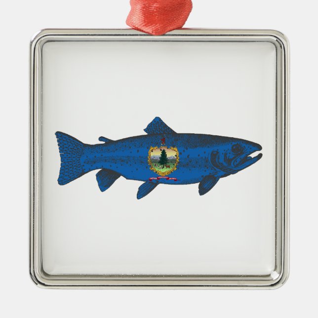Fish Vermont Flag Trout Metal Tree Decoration (Front)