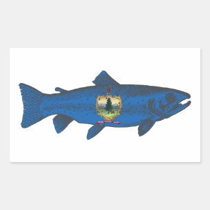 Fish Vermont Flag Trout Rectangular Sticker