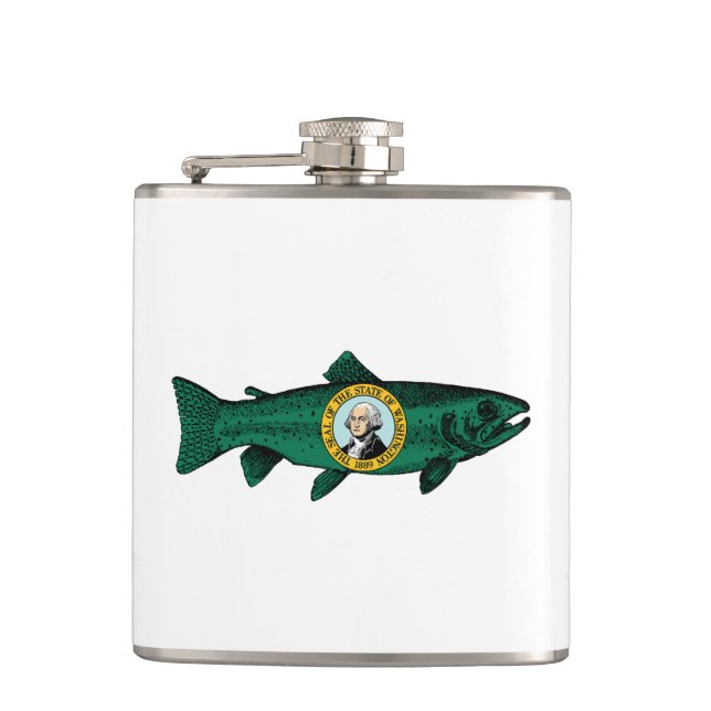 Fish Washington State Trout Hip Flask (Front)