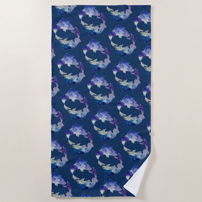 Fish Watercolor Art  Beach Towel (Front)