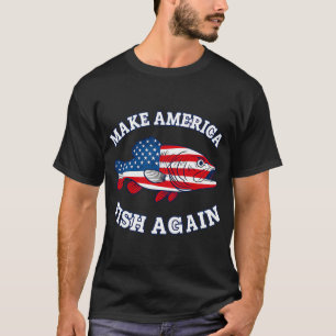Fish Wearing Trucker Hat, Funny Patriotic American T-Shirt
