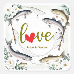 Fish Wedding themed for fishing lovers Square Sticker