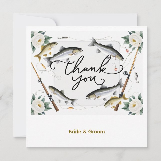 Fish Wedding themed for fishing lovers Thank You Card (Front)