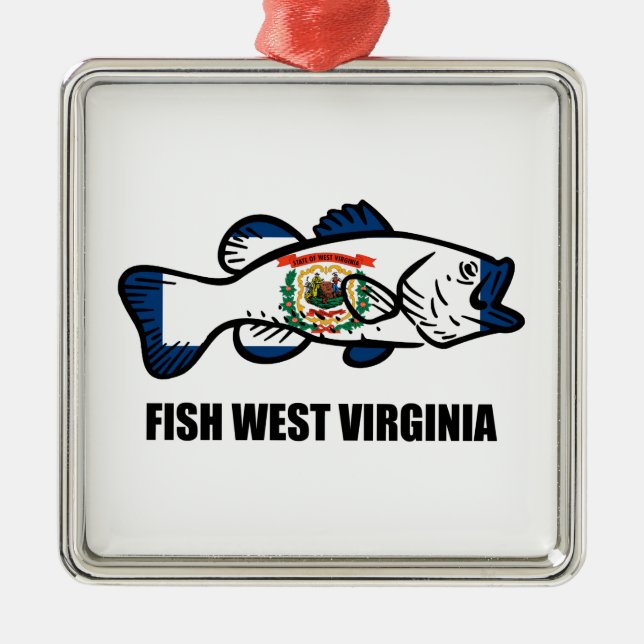 Fish West Virginia Metal Tree Decoration (Front)