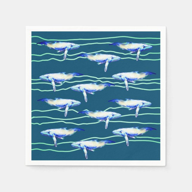 Fish Whale Animals Art Design  Napkins (Front)
