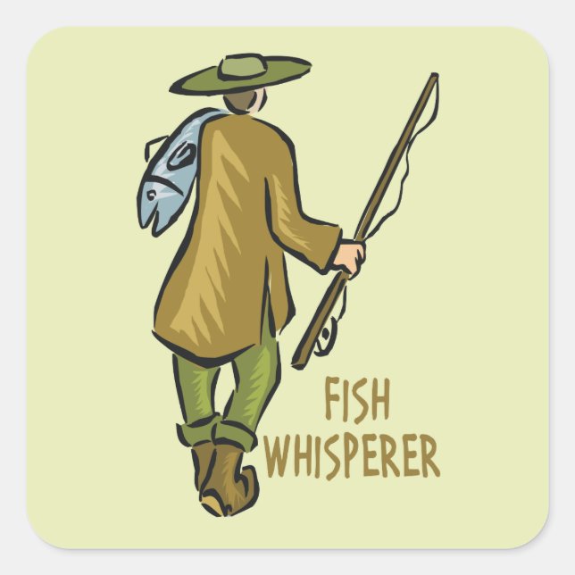 Fish Whisperer Fishing Square Sticker (Front)