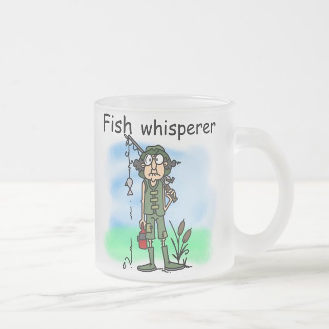 Fish Whisperer Frosted Glass Coffee Mug (Right)
