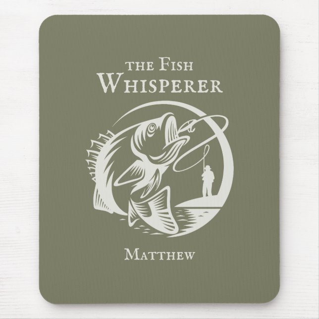 Fish Whisperer Funny Angler with Any Name Mouse Mat (Front)