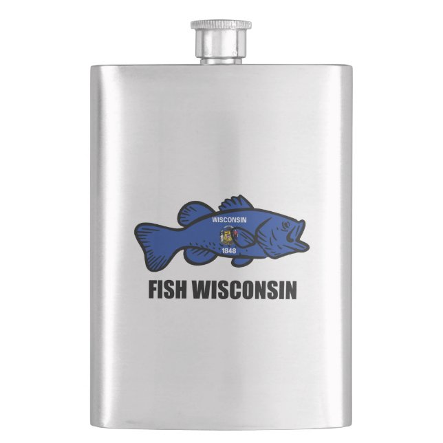 Fish Wisconsin Flag Hip Flask (Front)