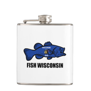 Fish Wisconsin Flag Hip Flask