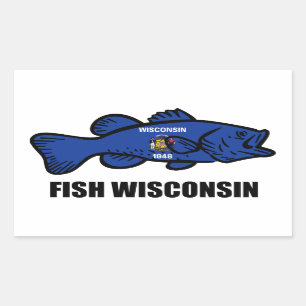 Fish Wisconsin Flag Rectangular Sticker